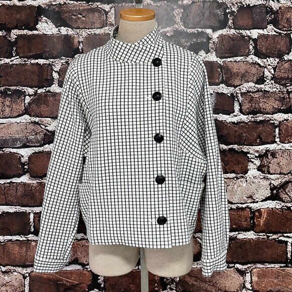 Cabi #3173 Osaka Nights Blazer Jacket Windowpane Black White Size Medium - Picture 6 of 16